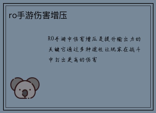 ro手游伤害增压
